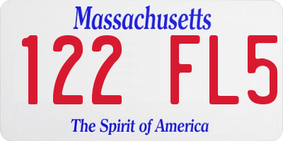 MA license plate 122FL5