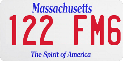 MA license plate 122FM6