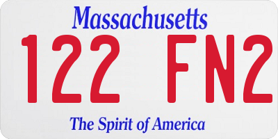 MA license plate 122FN2