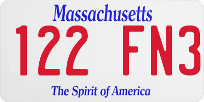 MA license plate 122FN3