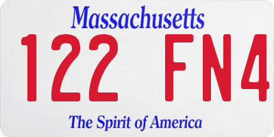 MA license plate 122FN4