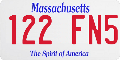 MA license plate 122FN5