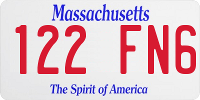 MA license plate 122FN6