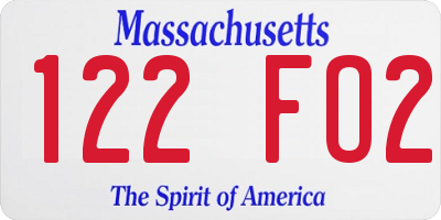 MA license plate 122FO2