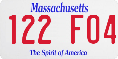 MA license plate 122FO4