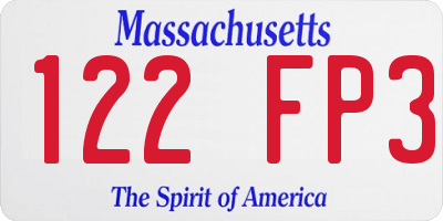 MA license plate 122FP3