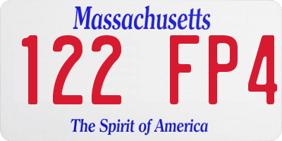 MA license plate 122FP4