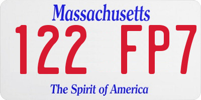 MA license plate 122FP7