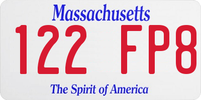 MA license plate 122FP8