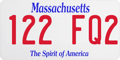 MA license plate 122FQ2