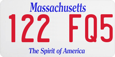 MA license plate 122FQ5