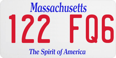 MA license plate 122FQ6
