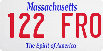 MA license plate 122FR0