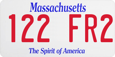 MA license plate 122FR2