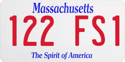 MA license plate 122FS1
