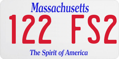 MA license plate 122FS2