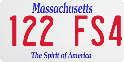 MA license plate 122FS4