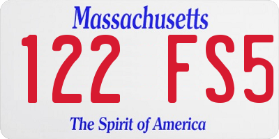 MA license plate 122FS5