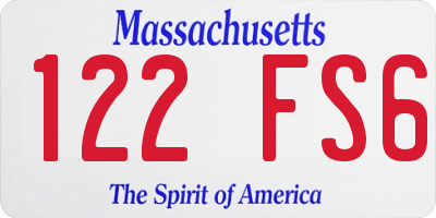 MA license plate 122FS6