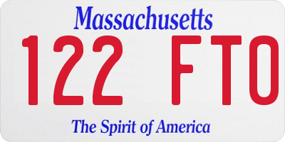 MA license plate 122FT0