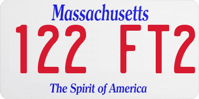MA license plate 122FT2