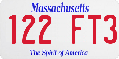MA license plate 122FT3