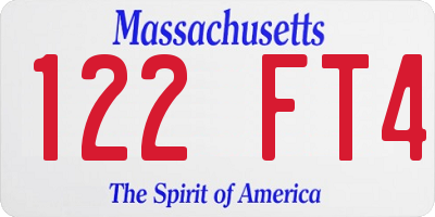 MA license plate 122FT4