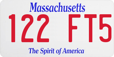 MA license plate 122FT5