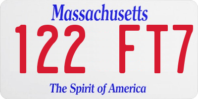 MA license plate 122FT7