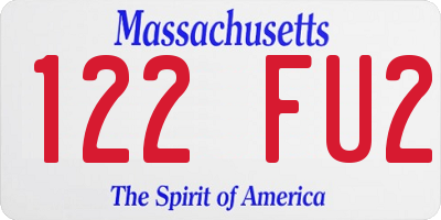 MA license plate 122FU2
