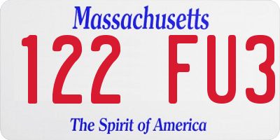 MA license plate 122FU3