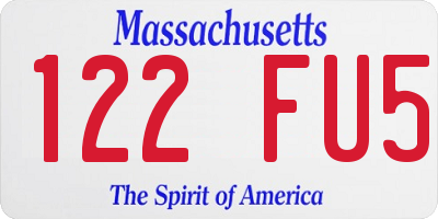 MA license plate 122FU5