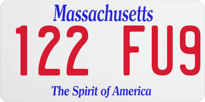 MA license plate 122FU9