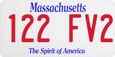 MA license plate 122FV2