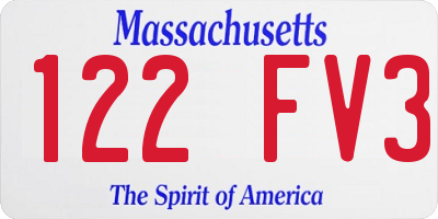 MA license plate 122FV3