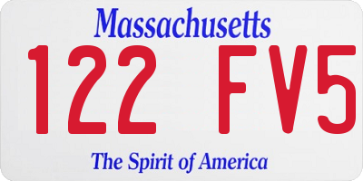 MA license plate 122FV5