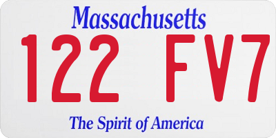 MA license plate 122FV7