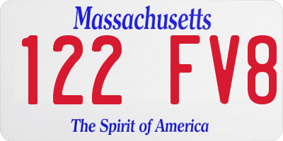 MA license plate 122FV8