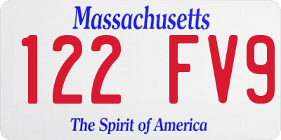 MA license plate 122FV9