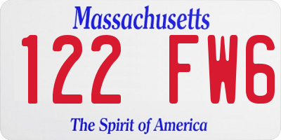 MA license plate 122FW6