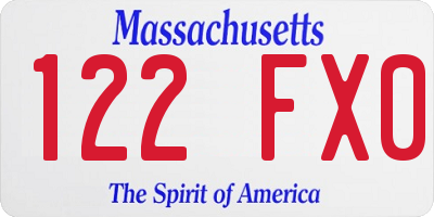 MA license plate 122FX0