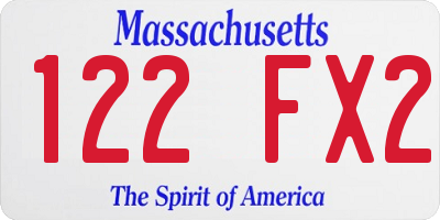 MA license plate 122FX2