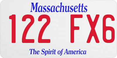 MA license plate 122FX6
