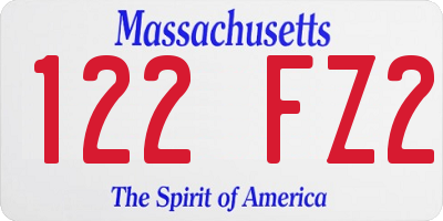 MA license plate 122FZ2