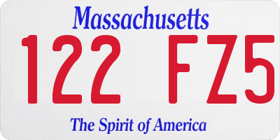 MA license plate 122FZ5