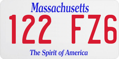 MA license plate 122FZ6