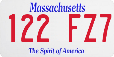 MA license plate 122FZ7