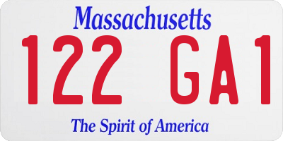 MA license plate 122GA1
