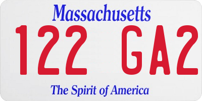 MA license plate 122GA2