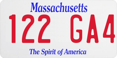 MA license plate 122GA4